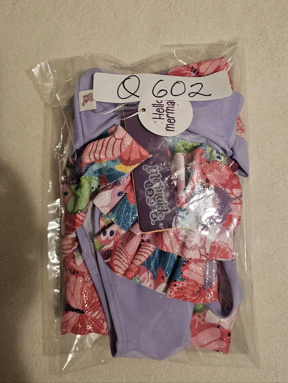 NWT! MERMAID 123 Baby Lavender Butterfly Print Rashguard Swim Set Size 2